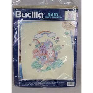Bucilla Noahs Ark Stamped Cross Stitch Crib Cover Kit 42697 Linda Gillum 34x43
